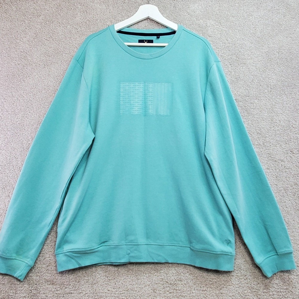 Allen Solly Sweatshirt Mens 2XL Light Mint Green Spellout Logo Cotton Round Neck